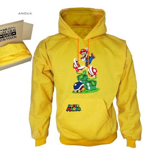 Imagen 6 de 9 de Buzo Hoodie Personalzable Artesanal Super Mario Unisex