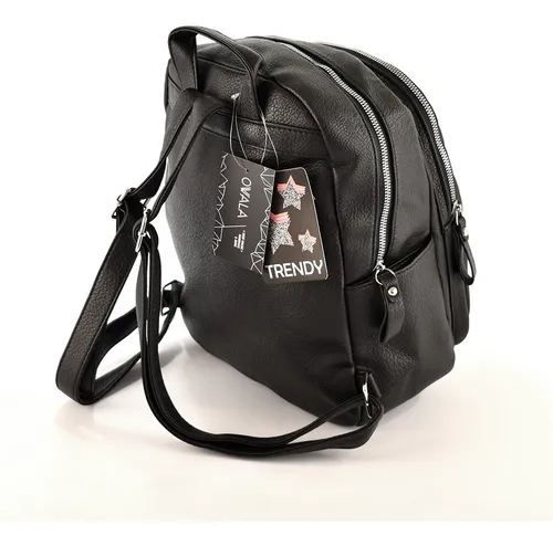 Mochila Mujer Cuero Sintetico Urbana Trendy Negra Original