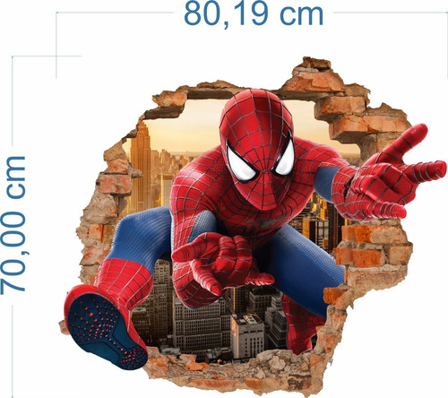 Adesivo Parede Buraco Falso Homem Aranha - 70x80cm + Brinde