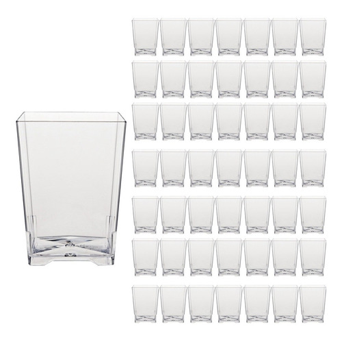 50 Tazas Cuadradas De Plástico Transparente Para Postres, Mi