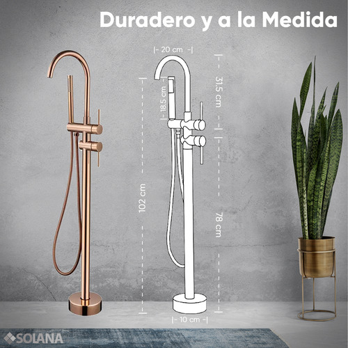 Solana BT6008 Kit Tina Baño Tradicional Ovalada 170x80x60 Cm De Acrílico De 8cm + Grifo Independiente Monocomando Cuello Cisne Blanco/goldrose