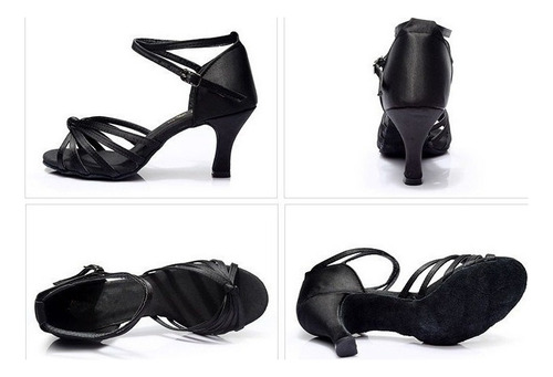 / Zapatos De Baile Latino De Tacón Medio De Seda Satinada .