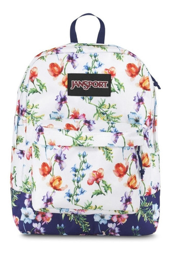 Mochila jansport black label blanca Y Azul Con flores