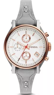 Reloj Fossil Mujer Cuero Gris Rose Crono Fecha Es4045 Meraki