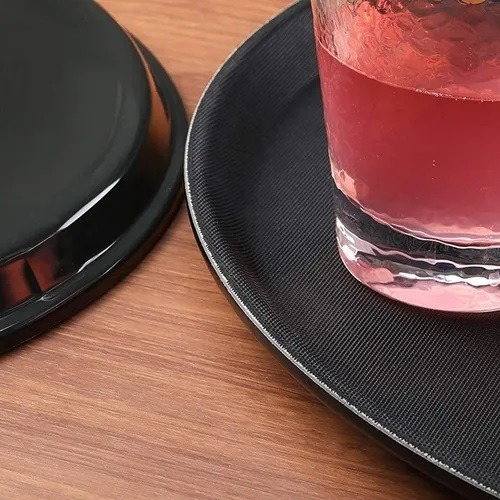Imagem 4 de 7 de Kit 3 Bandejas Redonda Antiderrapante Para Garçom Preta 40cm
