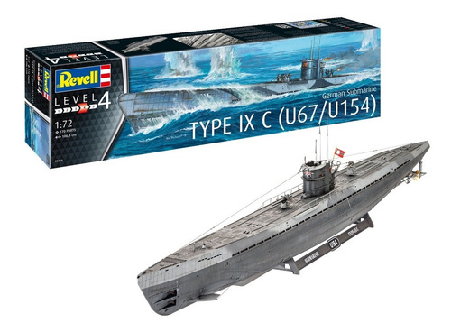 German Submarine Type Ixc U67/u154 By Revell # 5166 1/72