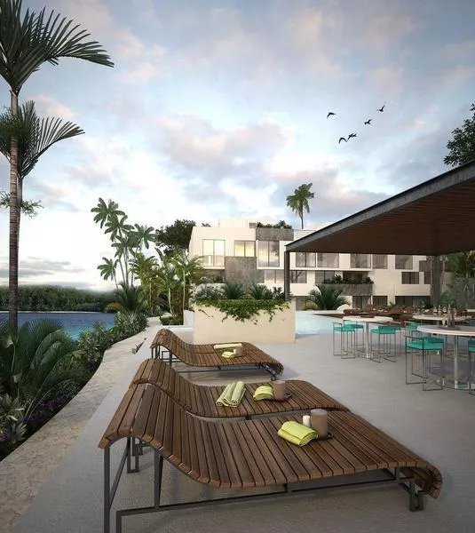 departamento en venta en bahia principe, anah village, tulum metros cúbicos