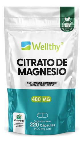 Wellthy Citrato De Magnesio 400mg 220caps Sabor Sin sabor