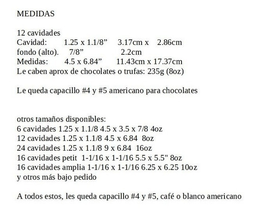Charola Inserto Chocolates Trufas 12 Cavidades Cafe, 25pza