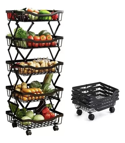 Cesta Carrito De Alimento Organizador De Cocina Metal 5n