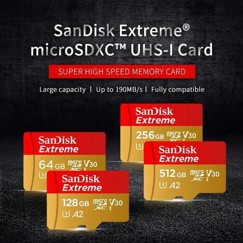 Tarjeta De Memoria Sandisk Extreme V30 A2 U3 Cámara 512gb 19