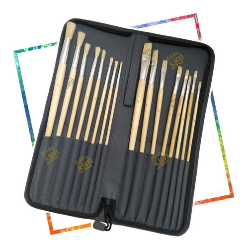 Set Pinceles Artisticos Profesional Estuche P/acrilico Oleo