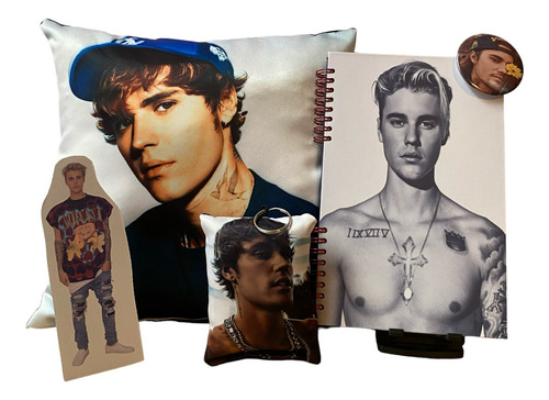 Paquete Cojin Justin Bieber Libreta Decorada Llavero 