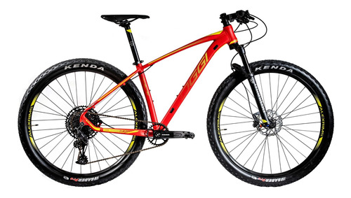 Mountain bike Oggi Big Wheel 7.3 2020 aro 29 17" 12v freios de disco hidráulico câmbio SRAM SX Eagle cor vermelho/amarelo