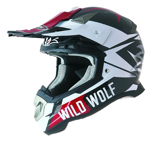 Casco Cross Enduro Mx Shiro Wild Wolf Carbono Delcar Motos