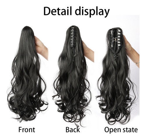 Extensiones De Coleta Onduladas Con Clip De Garra Grande Color Negro
