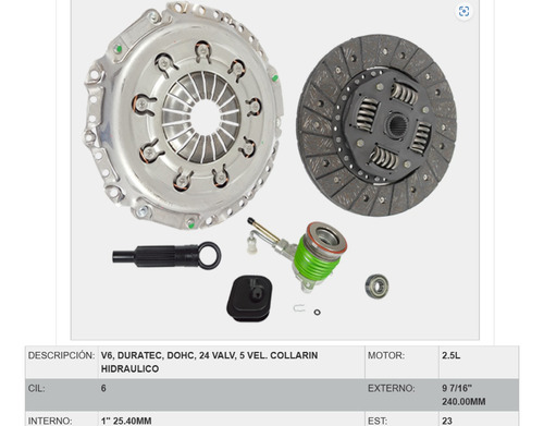 Kit De Clutch Mondeo Trend 6 Cil 2.5l Dohc 6 Vel 2003-2004