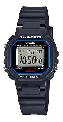 Reloj Casio Digital Dama La-20wh-1c Color De La Correa Negro Color Del Bisel Negro Color Del Fondo Negro Con Gris