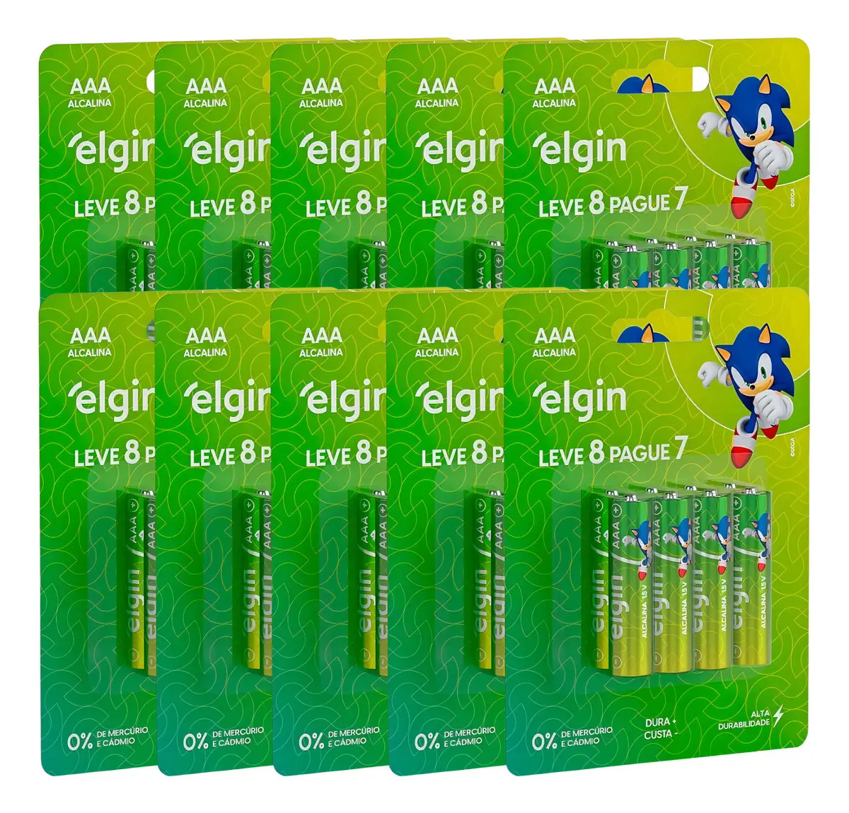80 Pilhas Alcalina Aaa 3a Palito 1,5v Lr03 10 Cartelas Elgin