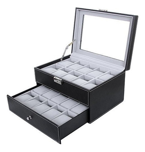 Caja De Reloj Songmics 20 Para Hombre Caja De Cristal Superi