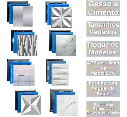 Imagem 1 de 10 de 8 Formas De Gesso 3d E Cimento Abs 1,3mm Com Eva Monte O Kit
