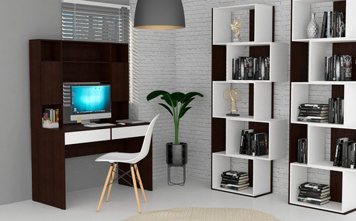 Escritorio Mosconi 720 con alzada 1 cajón melamina de 121cm x 168cm x 60cm wengue