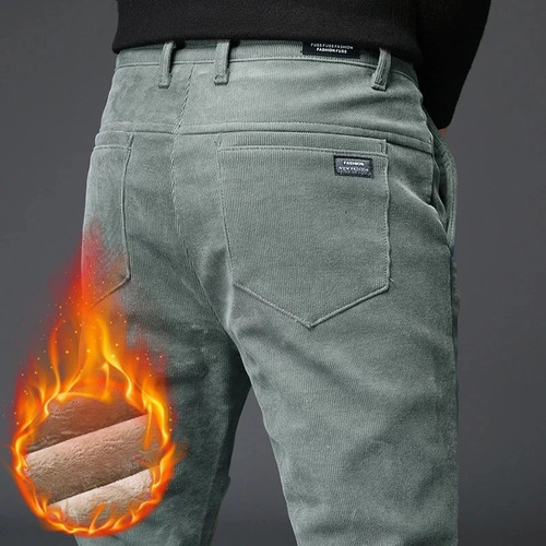 Pantalones Cálidos Clásicos Con Forro Polar Grueso, Elegante