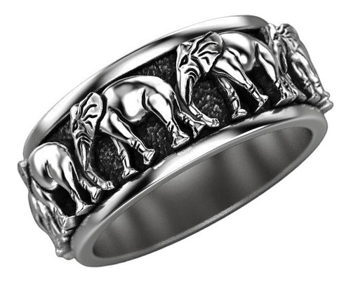 Anillo Hombre Anillo Elefantes Plata 925 Hombre Mujer