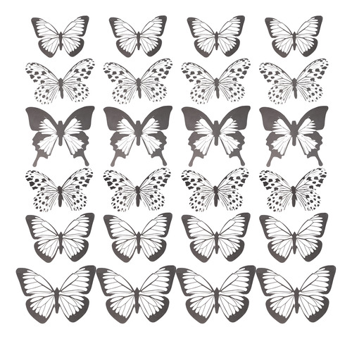 Adhesivo Mural 3d Con Mariposas Blancas Y Negras, 48 Unidade