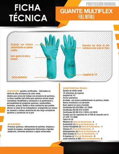 Guante Multiflex Full Nitrile Calibre 15 X 12 Unidades