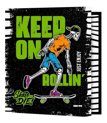 Carpeta Nº3 Escolar 3 Ganchos Skate Die 3 Tapas No Elegible