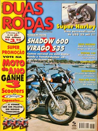 Revista Duas Rodas Nº 284 Shadow 600 / Virago 535 / K1200 Lt