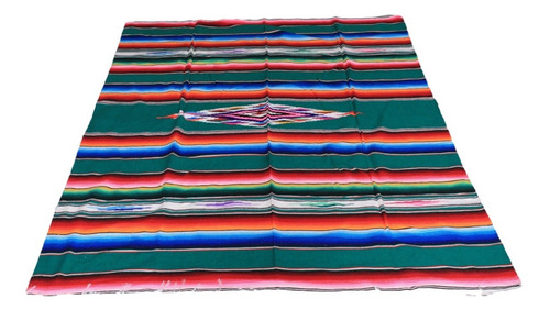 Sarape Saltillo Labrado 100% Artesanal Matrimonial Verde