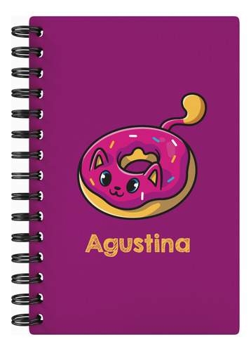 Cuaderno Personalizado Con Nombre Gato A5 Hojas Rayadas