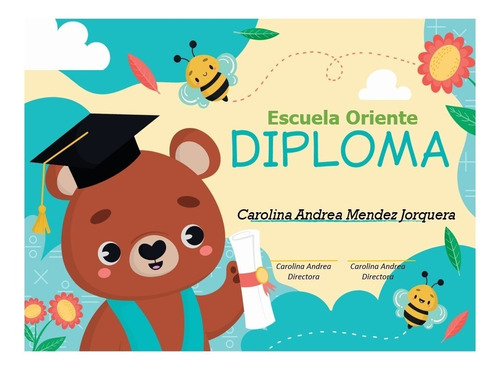 Graduación Kinder Diploma Oso Kit Imprimible No Físico 