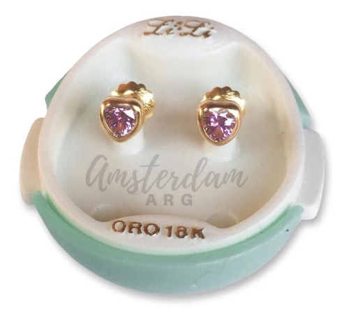 Aros A Rosca Oro 18kt Lili Corazón 827  ..amsterdamarg...