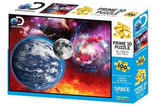 Puzzle Discovery 500 Pzs 3d Tierra Y Luna Universo Binario