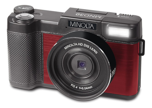 Minolta Mnd30 Cámara Digital Ultra Hd (rojo) 4x Zoom