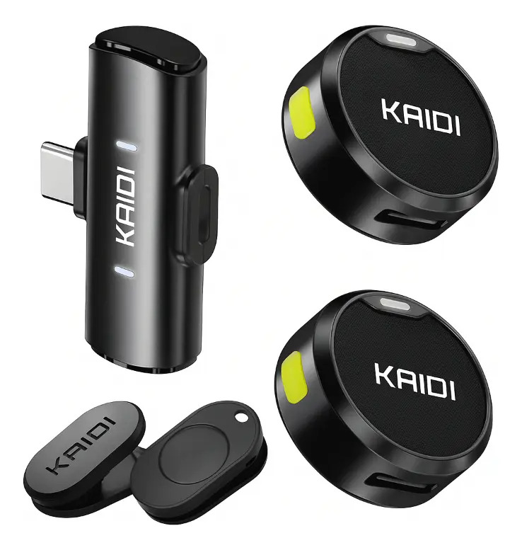 Microfone Lapela Kaidi Tipo C Android ou IPhone 15 e 16 Preto Sem Fio Beexcellent