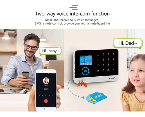Alarma Gsm+wifi para Casa Oficina Aviso Celular negro/blanco Adget Alarma Gsm