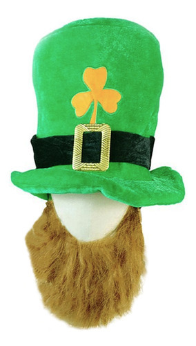 Caricatura irlandesa de San Patricio con barba verde oscuro