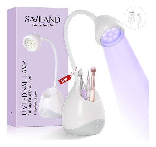 Saviland Lámpara Led Recargable Para Uñas, Mini Luz U V De 3