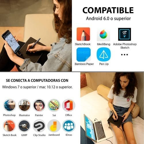 Tableta Grafica Digitalizadora Dibujo Escritura Huion Hs64