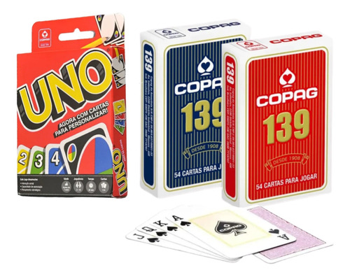 Jogo de Cartas Uno + Copag 139 Original Reformado 54 Cartas