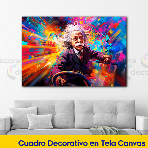 Cuadro Albert Einstein Abstracto Moderno Canvas 60x90 Gen7