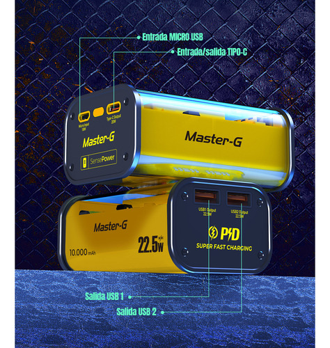 Batería Externa Power Bank 10000 Mah Carga Rápida Master-g