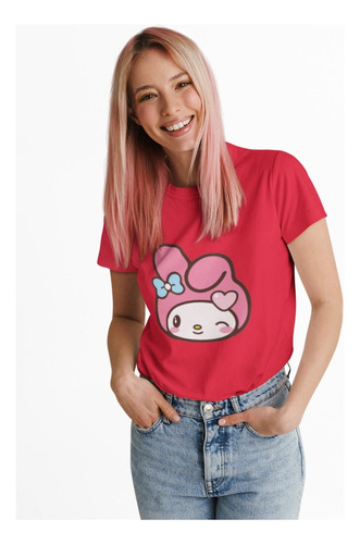 Polera Unisex Hello Kitty Melody Gatito Rostro Estampado