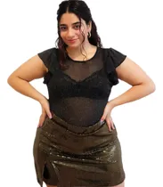 Comprar Tops Musculosa De Tul Lurex Mujer Elastizado Talles Grandes
