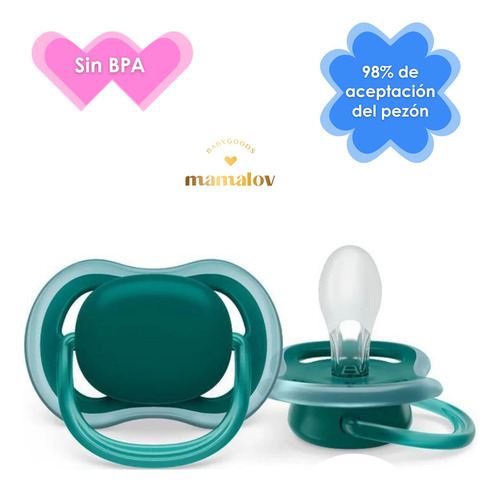 Chupon Philips Avent Ortodontico Bebe Pediatrico 2 Chupones Azul 6-12 Meses