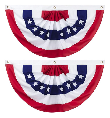 3 X 6 Pies American Pleated Fan Flag, Usa Patriotic Half Fan